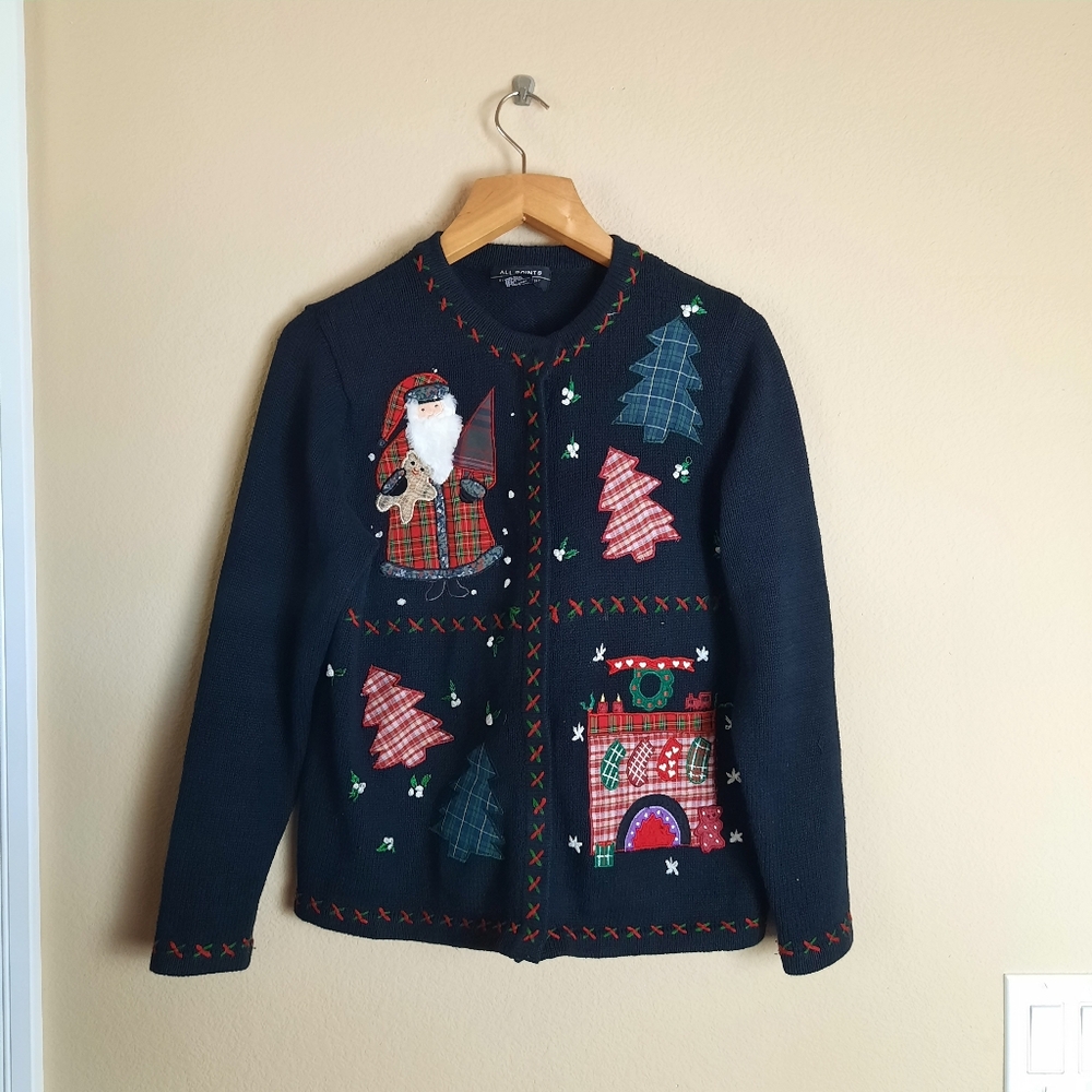 Vintage Red and Black Cardigan Sweater